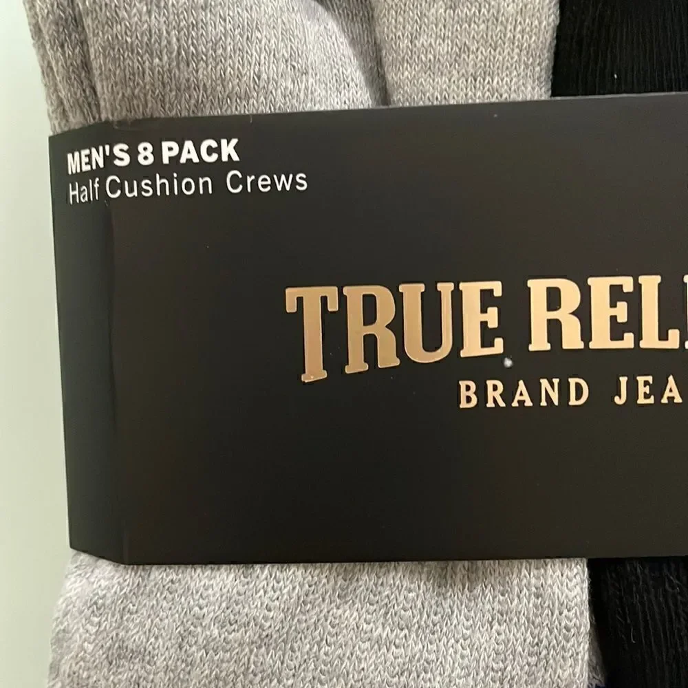 True Religion men’s 8 pack Half cushion crews 10-13 shoes size 8-12.5